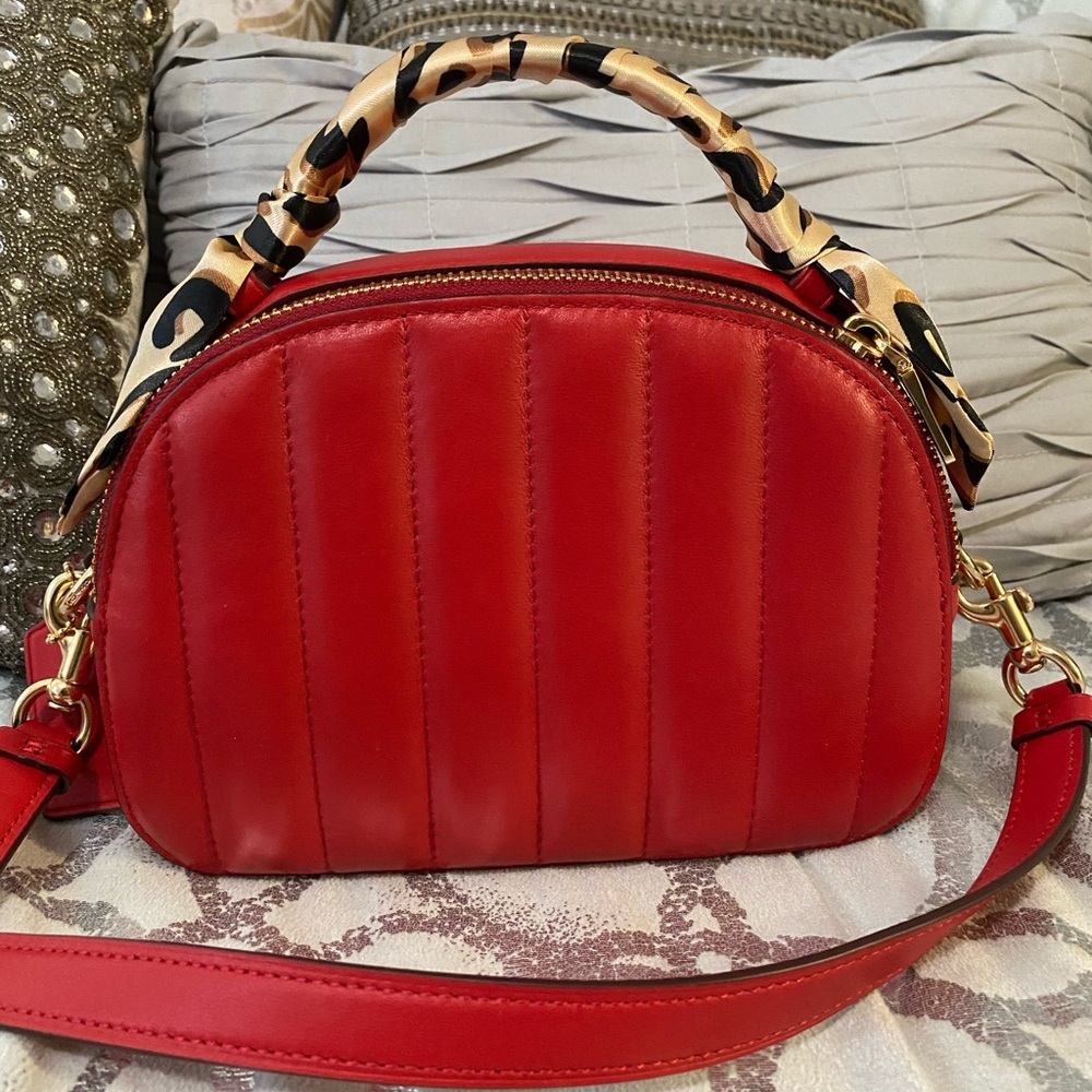 Serena Satchel with Linear Quilting and FREE twilly style scarf - Picture 3 of 13
